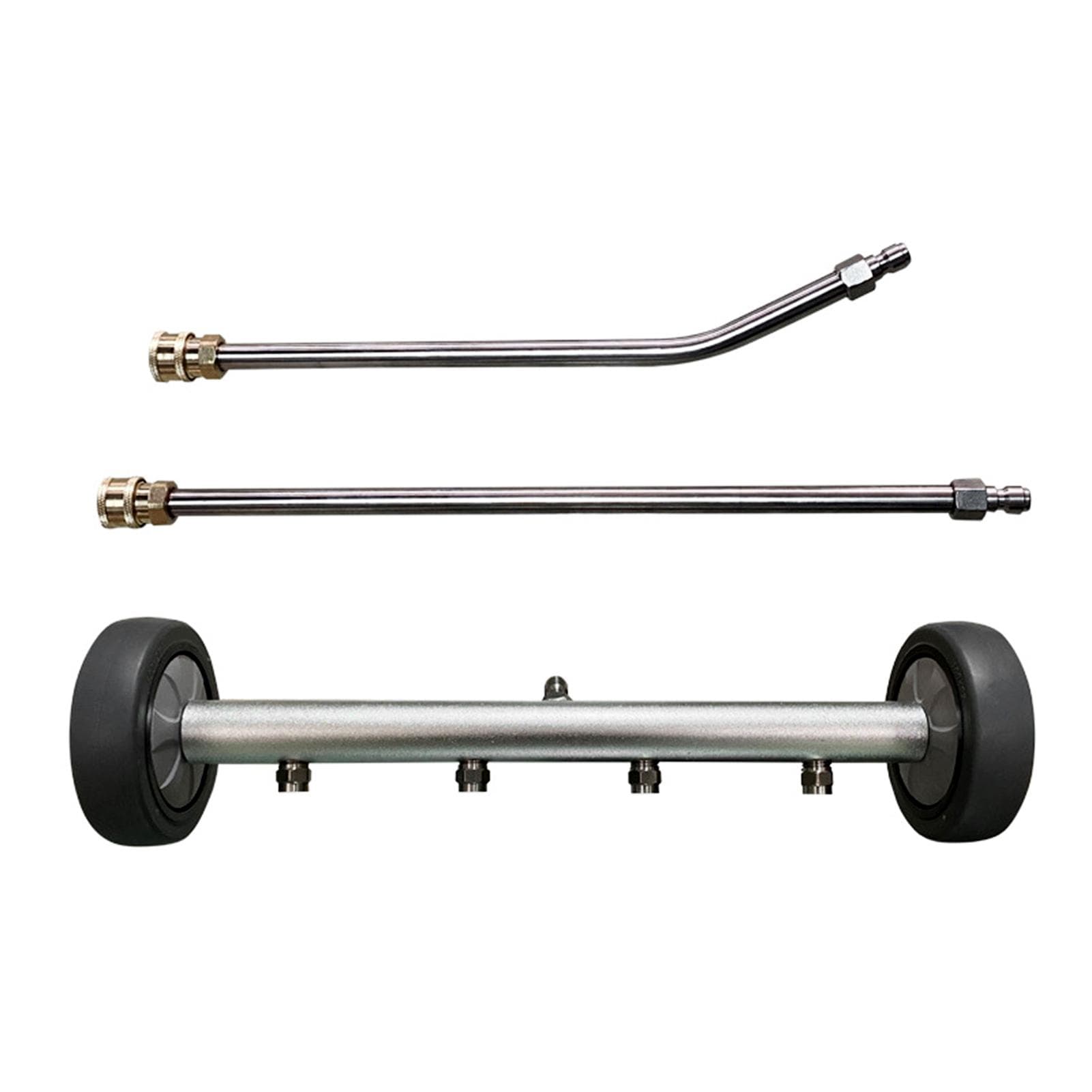 2 in 1 Pressure Washer Attachment Undercarriage Cleaner Water Broom Surface Cleaner with 4 Nozzles dark gray