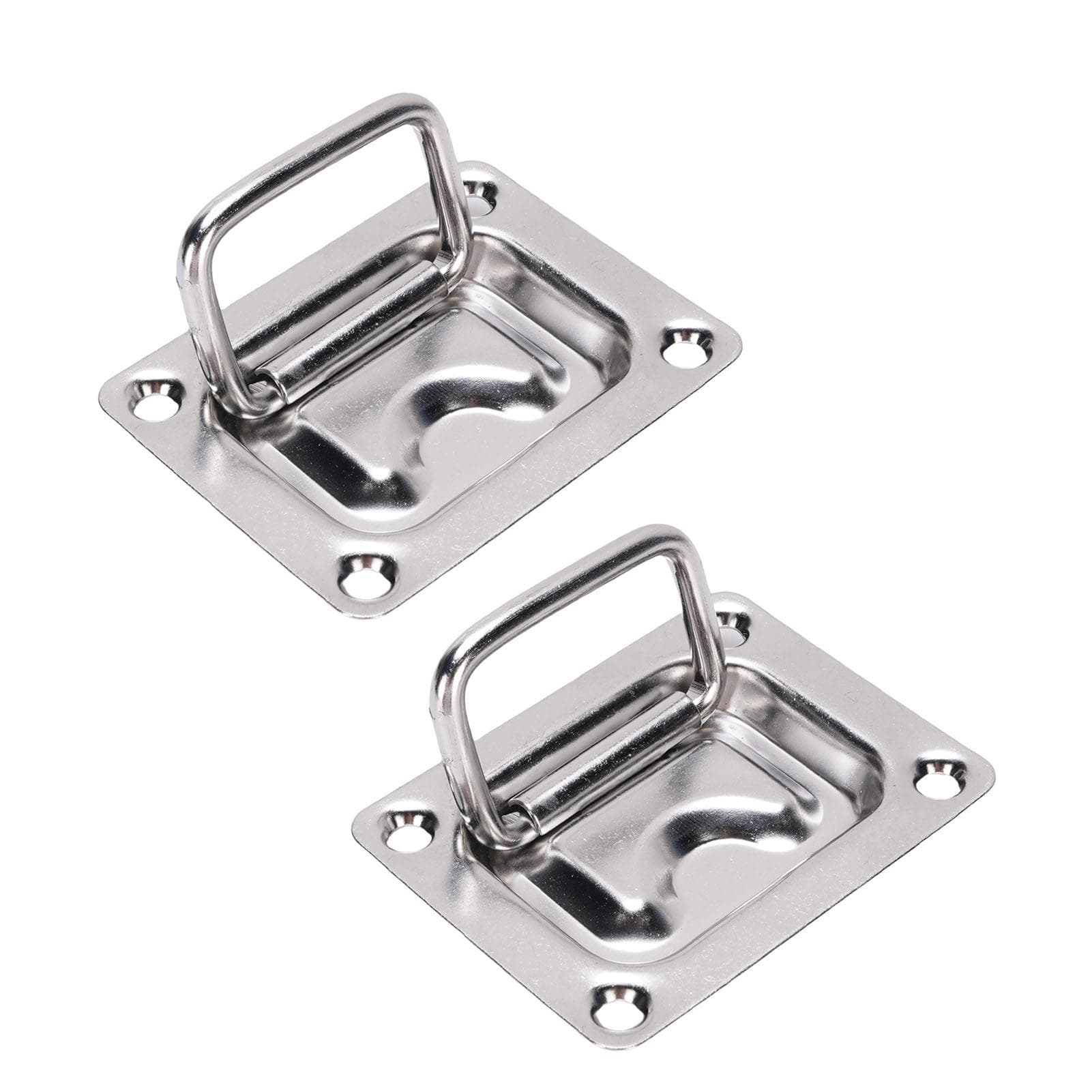2 Pcs Recessed Hatch Pull Handle 316 Stainless Steel Flush Mount Ring Pull Handle for Boats Yachts