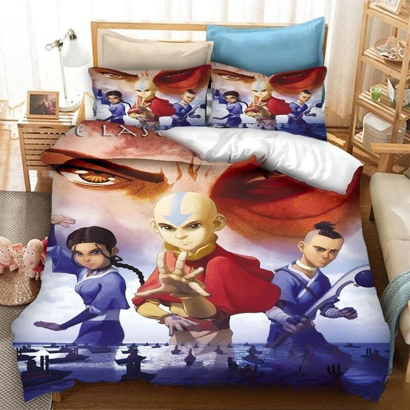 3D Print Avatar The Last Airbender Bedding Set Double Twin King Duvet Cover Comforter Pillowcase Boys Girls Adults Bedroom 155x220cm 3pcs