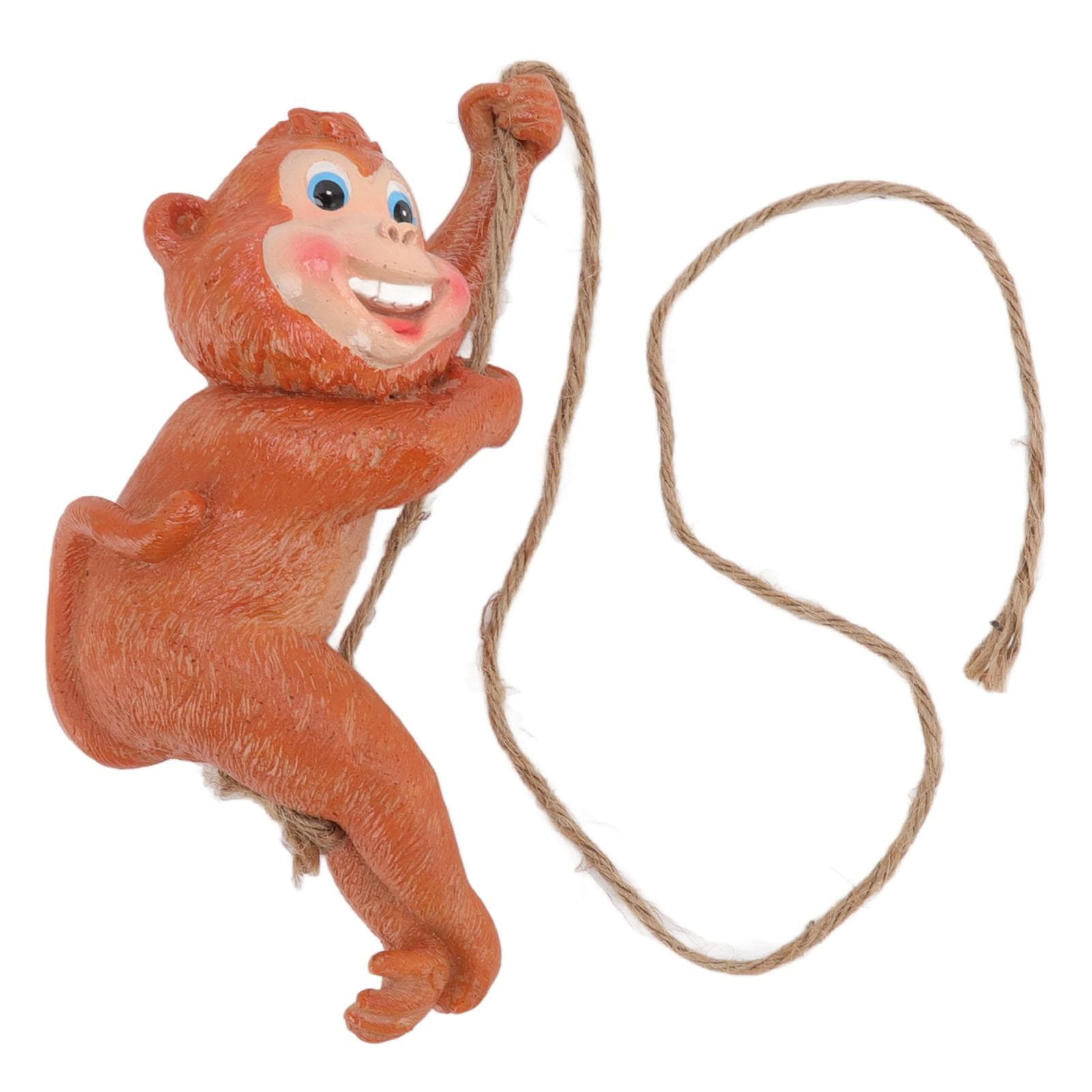 Swing Monkey Statue Ornament Resin Hand Painted Vivid Animal Sculpture Pendant for Garden