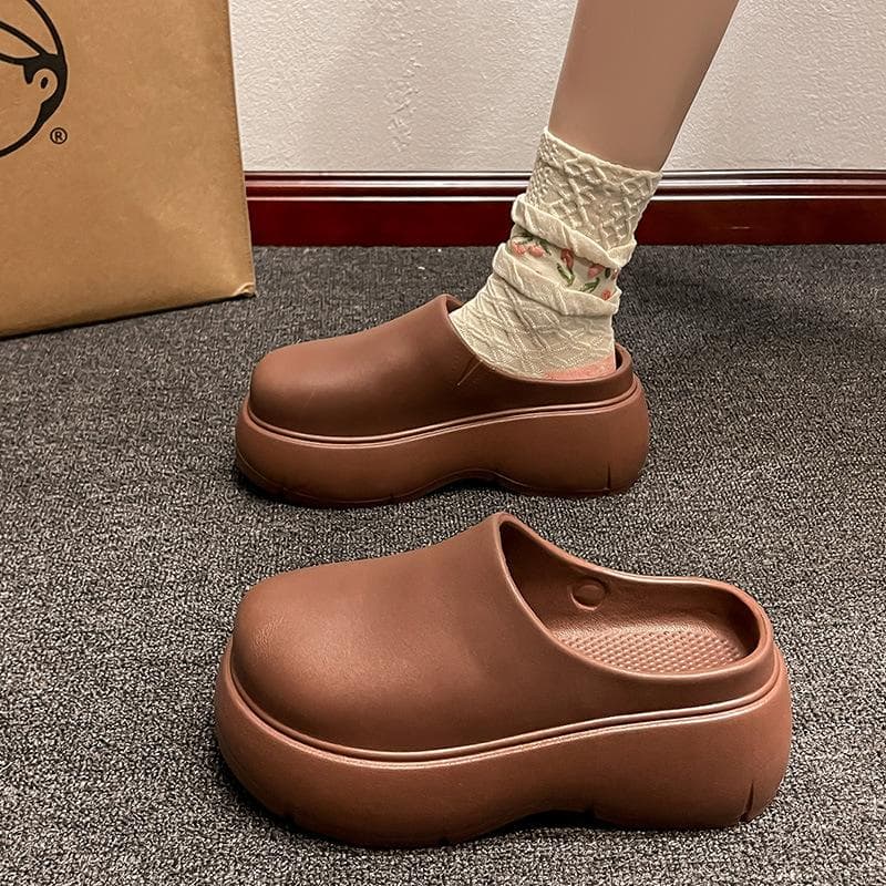 Summer Beach Thick bottom Eva Slippers Ladies Thick platform Indoor family Slide Ladies Lightweight non-slip thick bottom 2025 40-41 brown