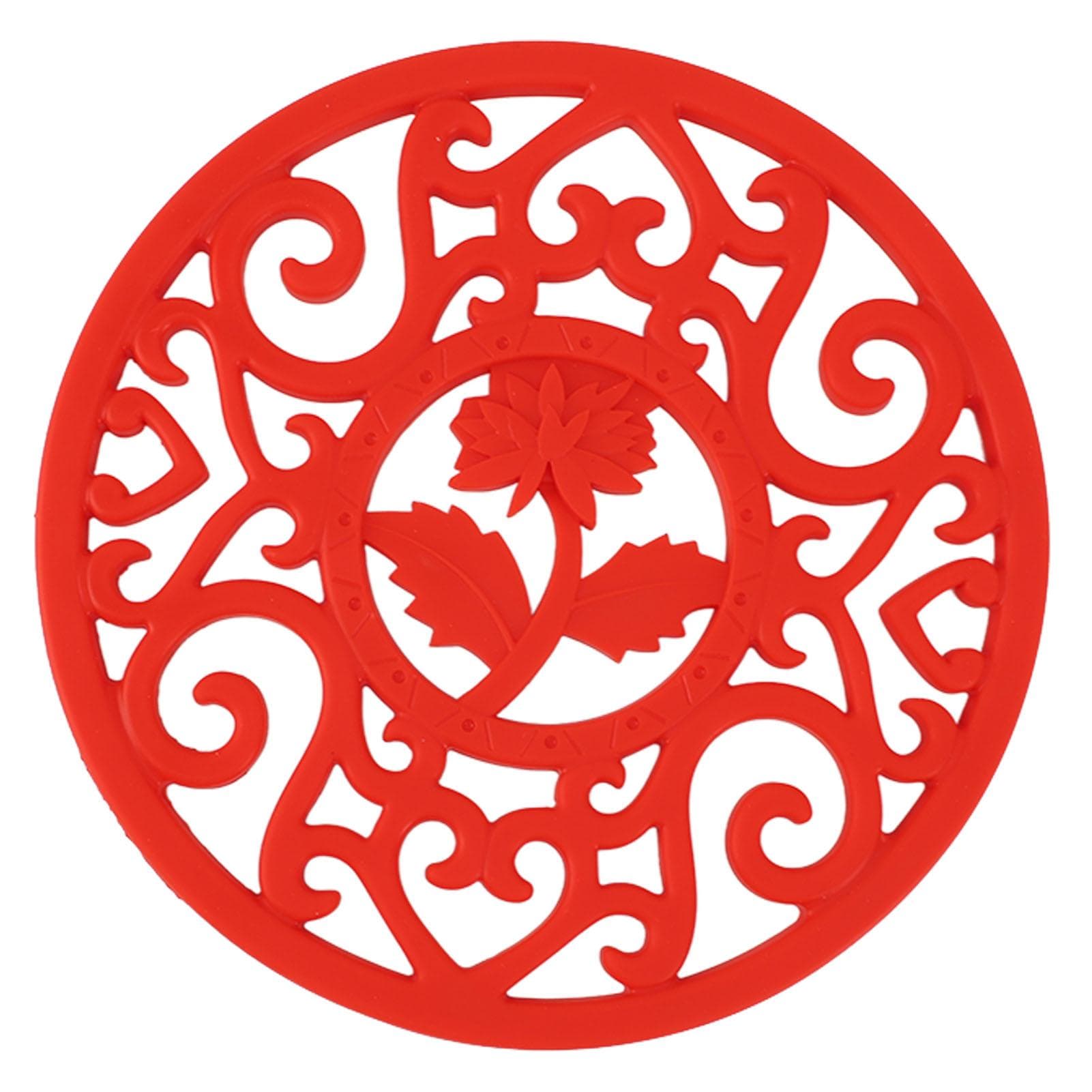 Silicone Trivet Mat Hot Pot Holder for Hot Dishes Countertop Teapot Trivet Nonslip Heat Resistant Red