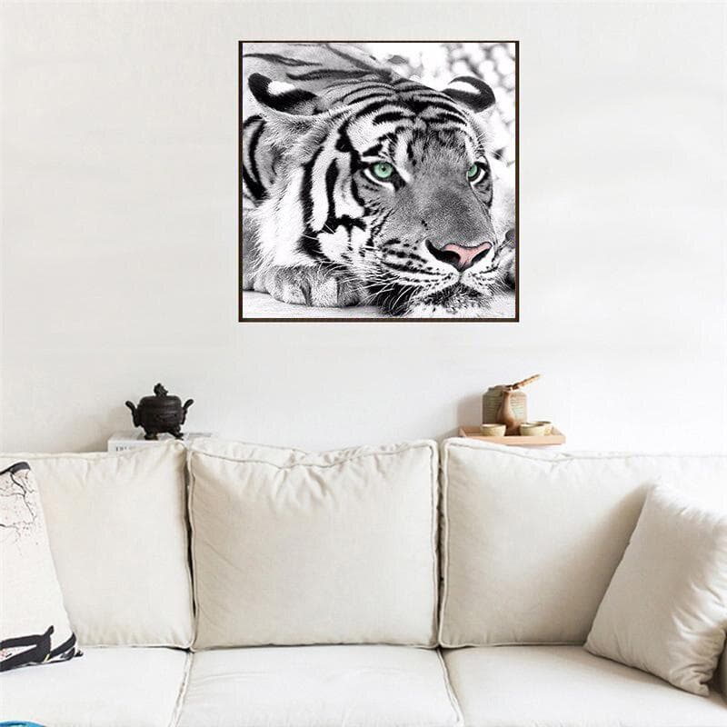 Diamond Painting Cross Stitch Kit Diamond Embroidery Home Decor Tiger Head Mosaic Pattern Picture 30x30CM