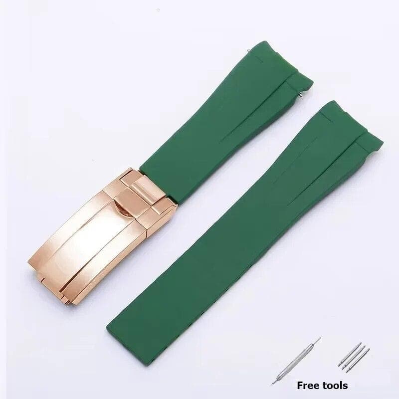 20mm 21mm Premium Silicone Strap for Rolex Submariner DAYTONA GMT Yacht-Master Series Accessories Replacement Watch Bracelet Army green-R 20mm no logo