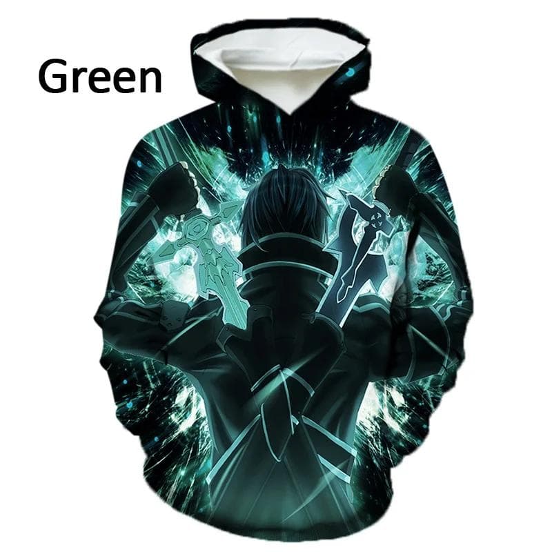 New Unisex Long Sleeve Fashion Hoodie Anime Sword Art Online 3D Printing Hoodie Casual Sweatshirt Pullover M