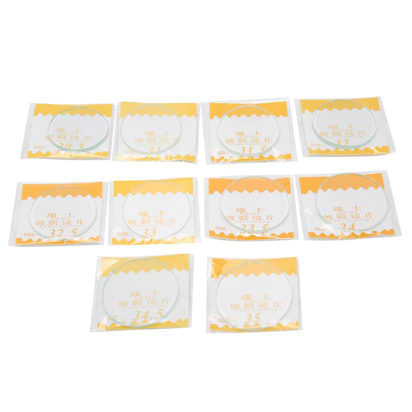 10pcs 30.5?35mm Round Flat Watch Crystal Lens Watch Glass Replacement Accessories