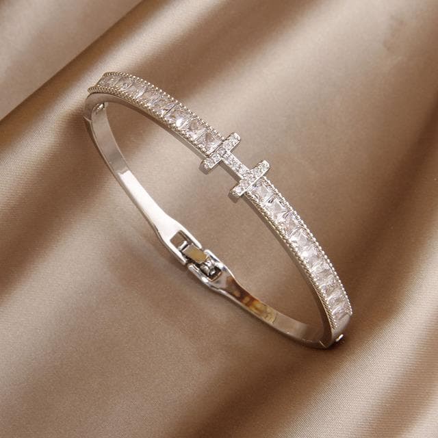 Classic Crystal Letter Geometric Open Bangles&bracelets for Women Fashion Brand Jewelry Punk Style Bangles