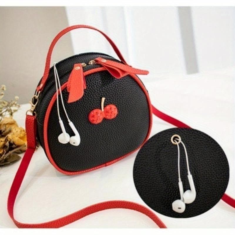 New Women's Messenger Bag Female Small Simple Cherry Crossbody Shoulder Bag Mini Backpack Handbag black