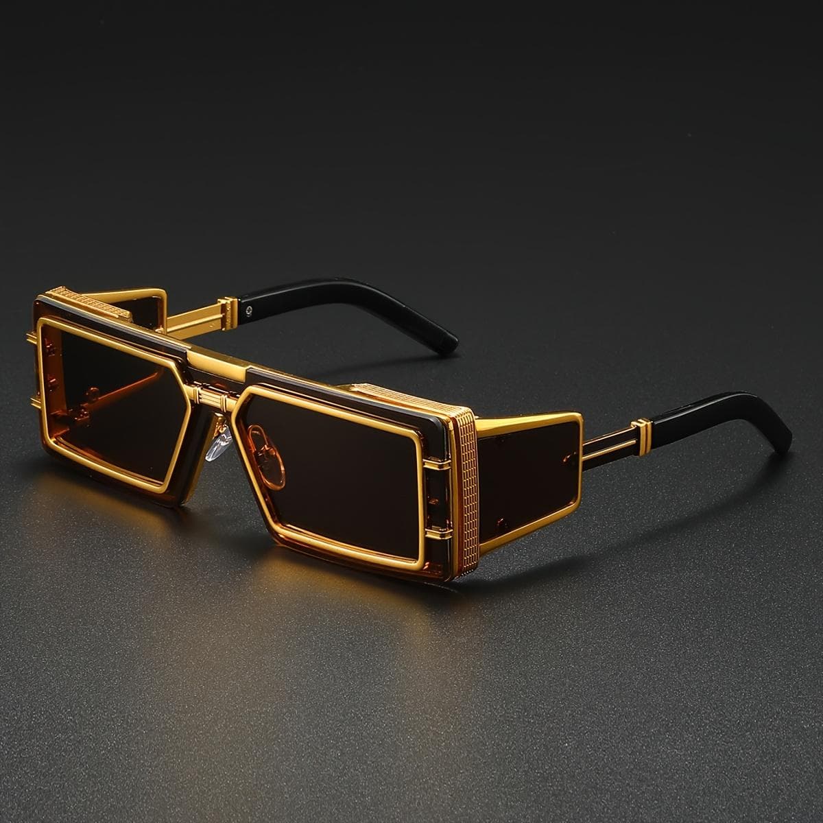 New Fashion Men Sunglasses Future Tech Advanced Metal Square Punk Windproof Ins Personality Outdoor Street Shooting