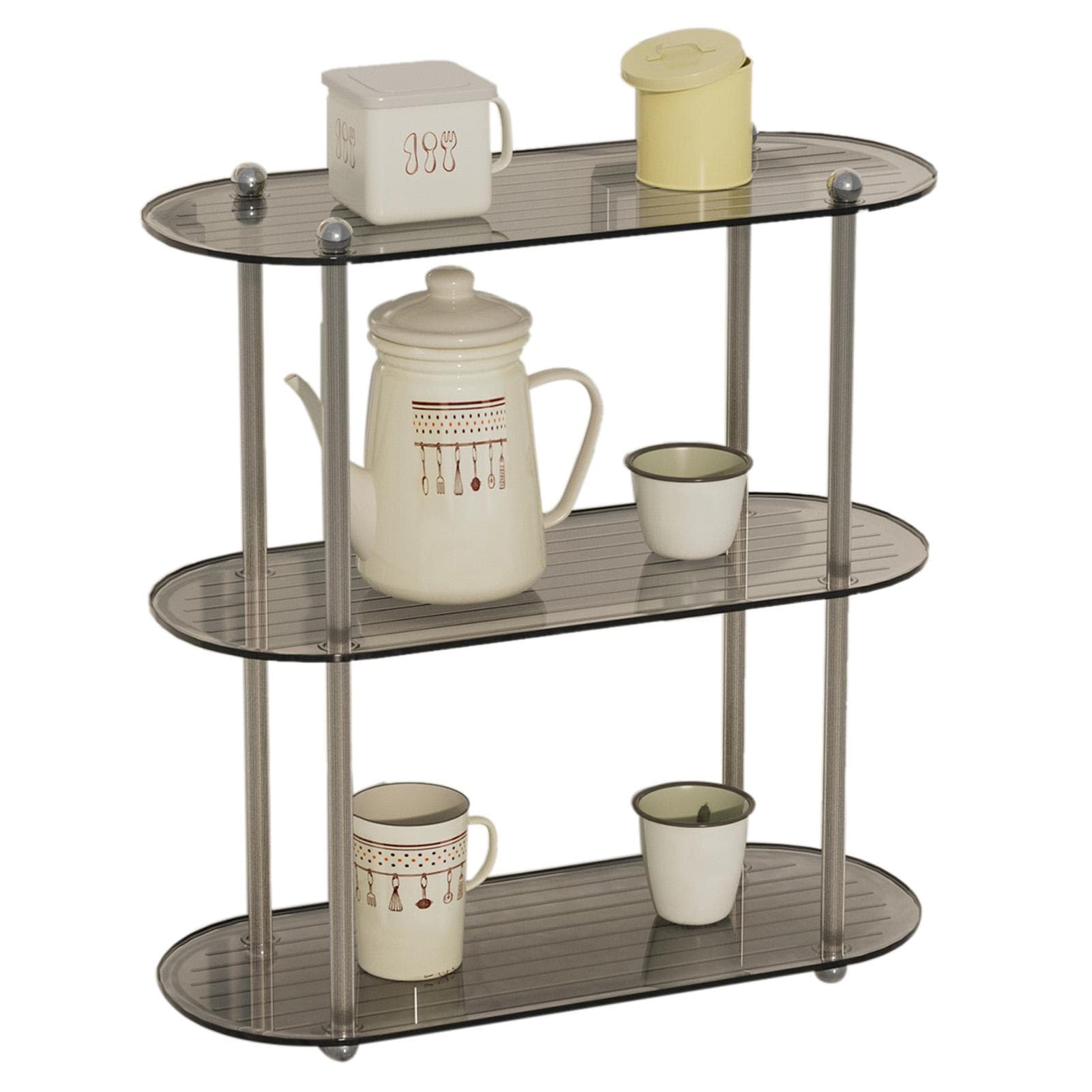 Decorative Display Table Shelf Simple 3 Layers Detachable Desktop Organization Rack for Bedroom gray