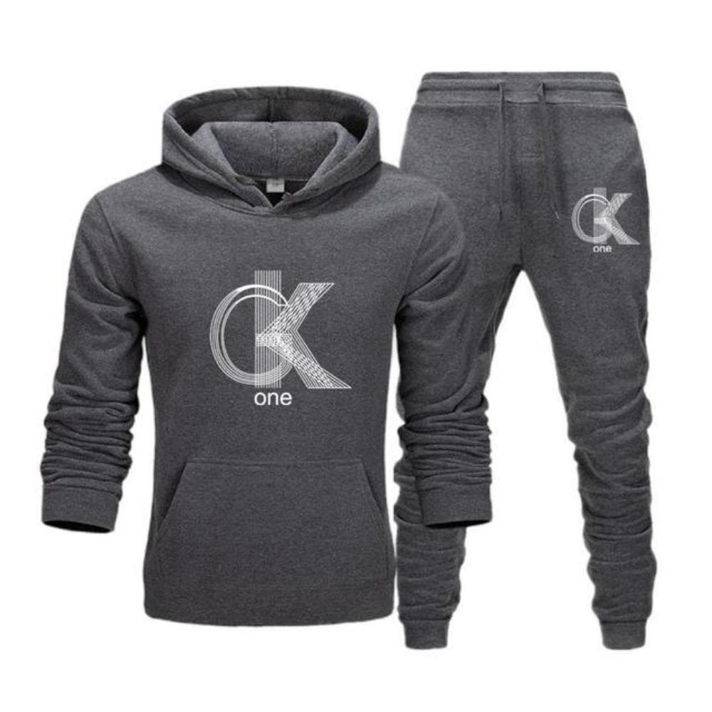 Men's Fashion Printed Hoodie+Pants Set, Casual Sportswear+Sportswear Set L