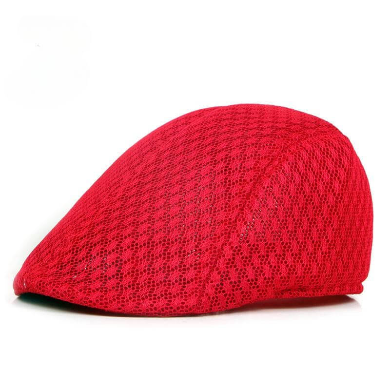 Korean Version of Men's and Women's Berets Solid Color Hollow Mesh Caps Forward Caps Breathable Summer Sun Hats