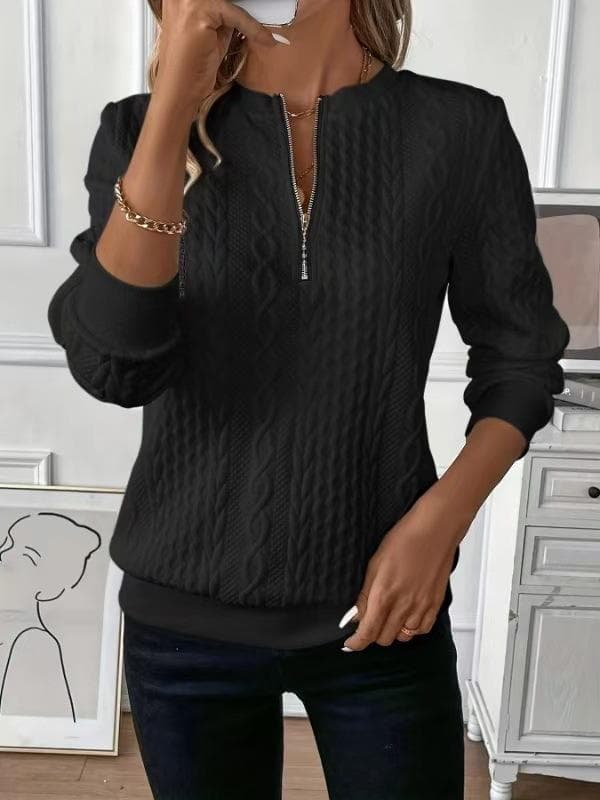 Women's Quilted Zip-Up Sweatshirt Jacket for Autumn/Winter - White XXL black