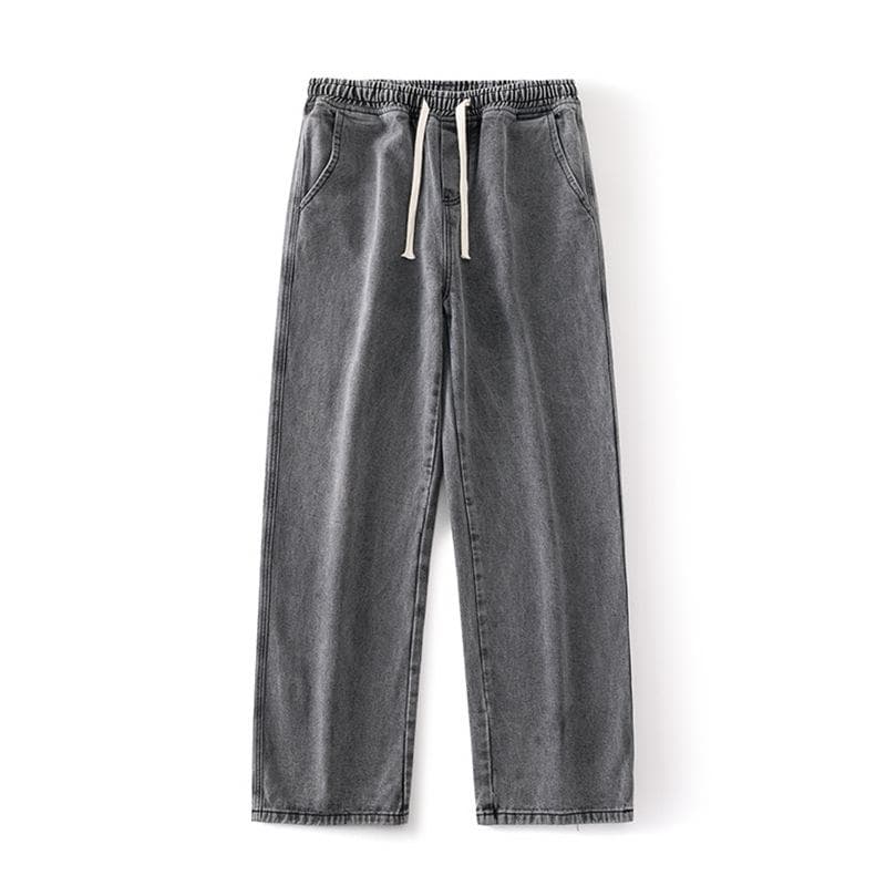 Autumn Korean Fashion Drawstring Y2K Jeans Homme Classic Baggy Straight Wide Leg Pants 2025 New Hip Hop Streetwear Casual jean M grey