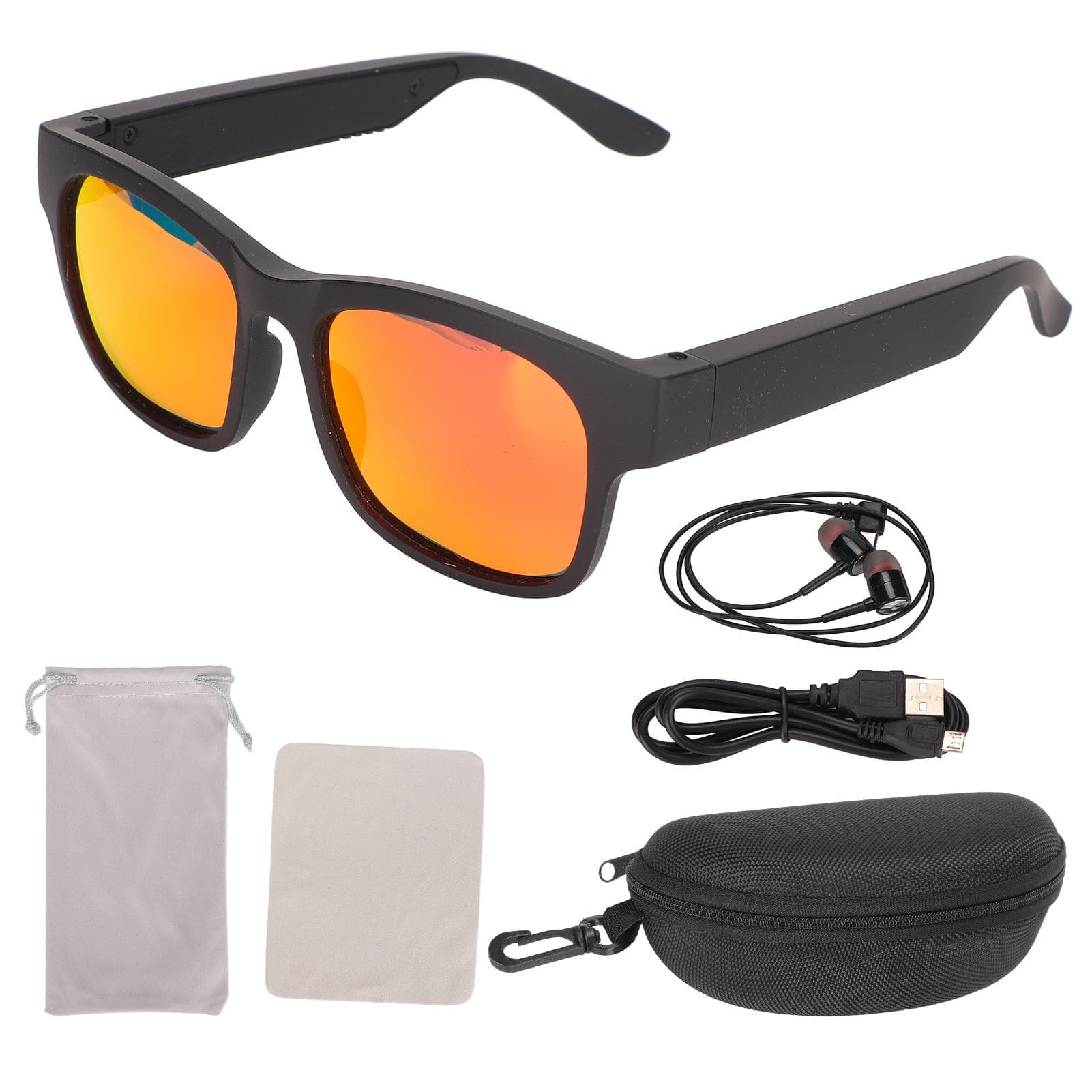 Smart Glasses Stereo Noise Cancelling Wireless Bluetooth Sunglasses with Headphone for Cycling