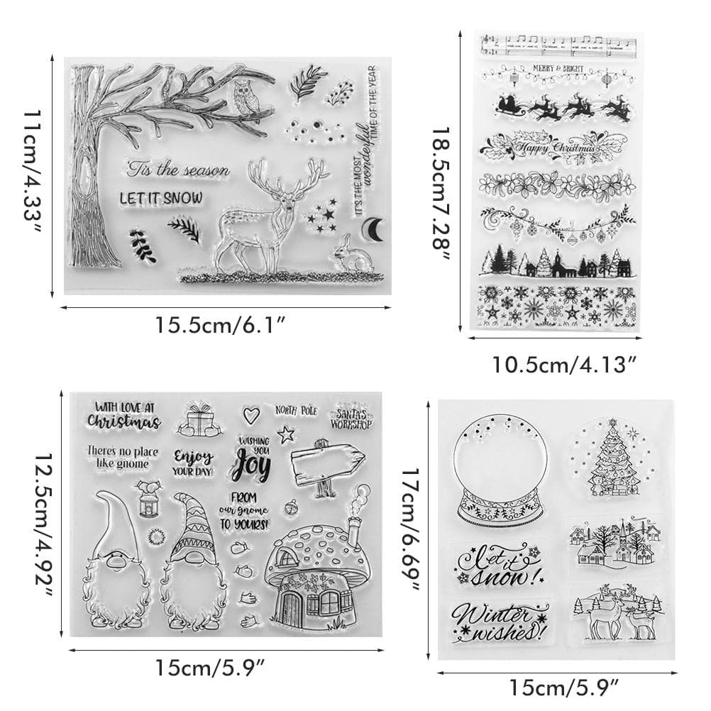 Christmas Clear Stamps Christmas DIY Silicone Clear Stamps Cute Stamps for Card Making Crafting