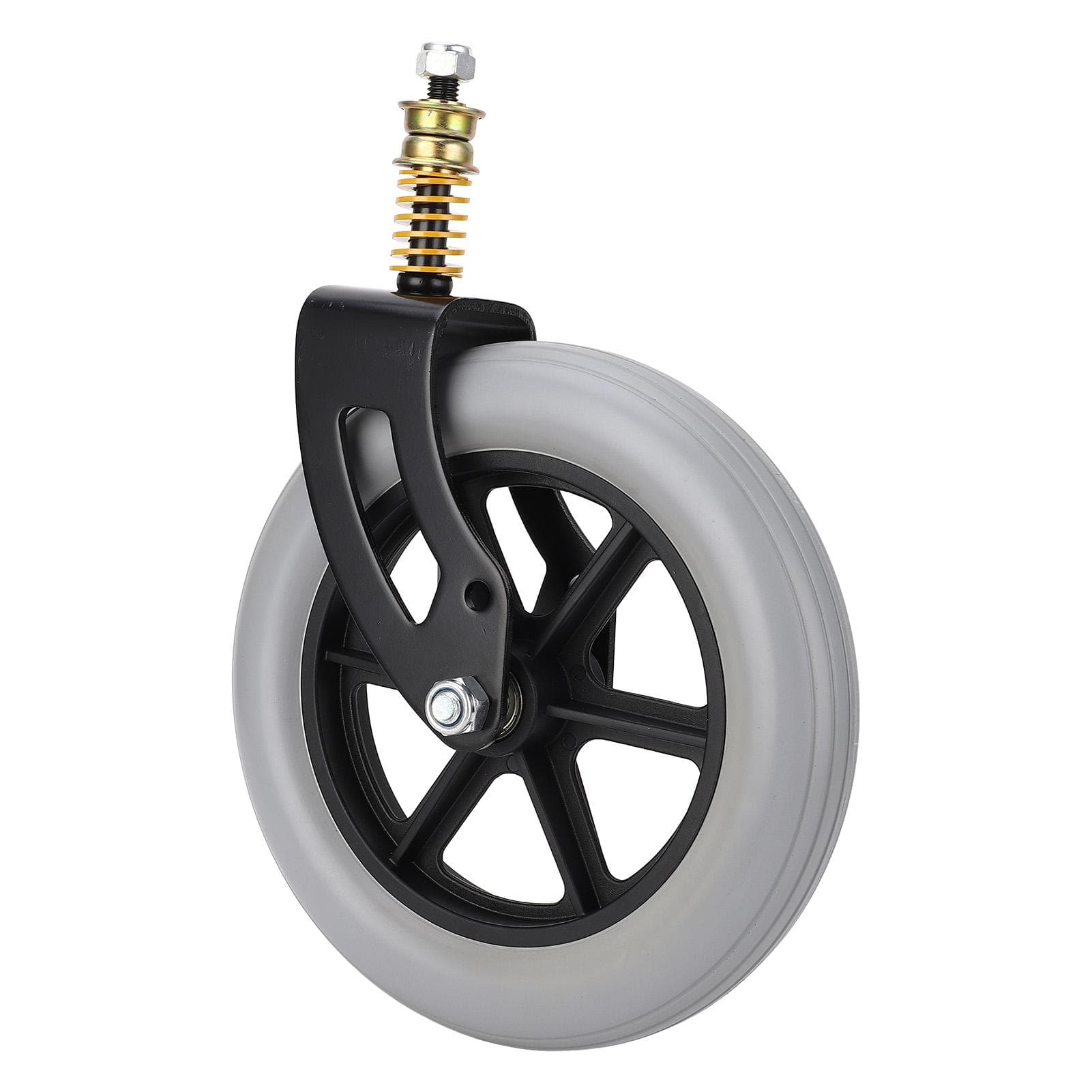 Wheelchair Caster Assembly Front Universal PU Hub Solid Spring Shock Absorber Wheel 10 X 2in