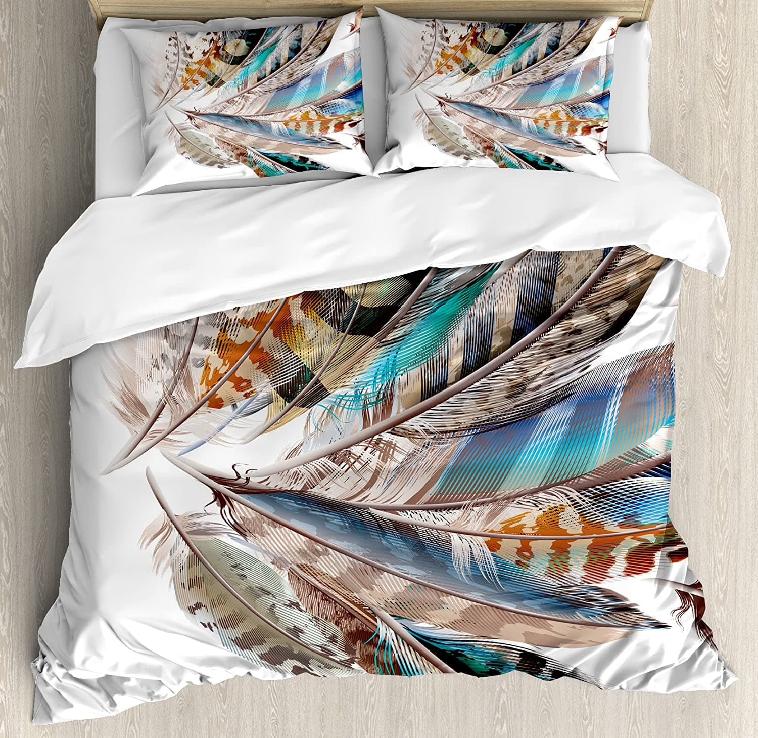 Peacock Bedding Set Peacock Tail Feathers Tropical Exotic A 3pcs Duvet Cover Set Bed Set Quilt Cover Pillow Case Comforter Cover EU single(135x200cm)