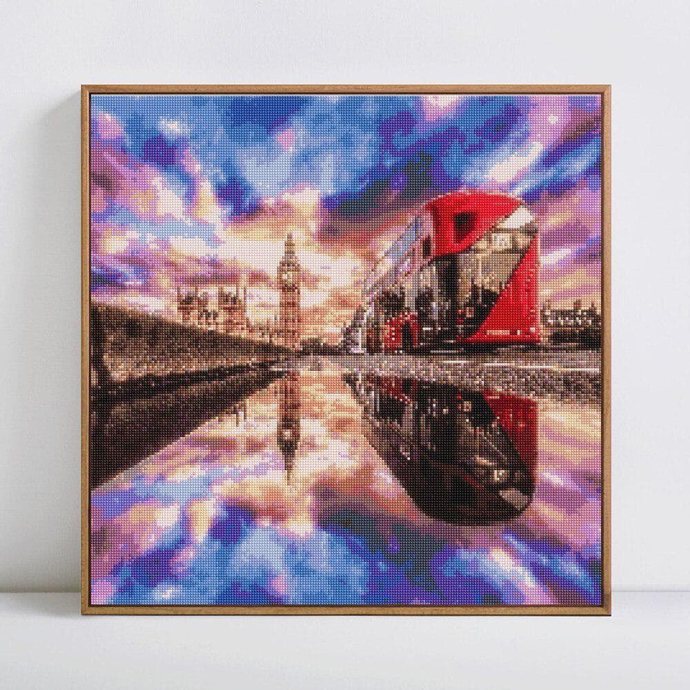 DIY Diamond Painting Scenic Street Bus Full Round Rhinestones Picture Diamond Embroidery 30x30CM