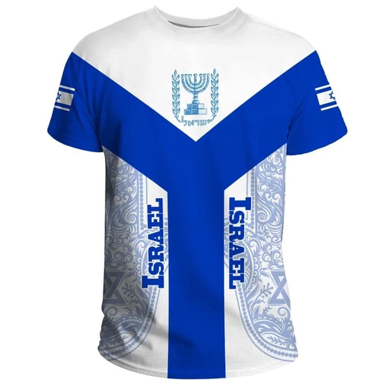 Israel Flag Men's T-shirt 3D Printed Israelis National Emblem Tops Short Sleeve O-Neck Oversized Sports Tee Shirt Clothing 6XL