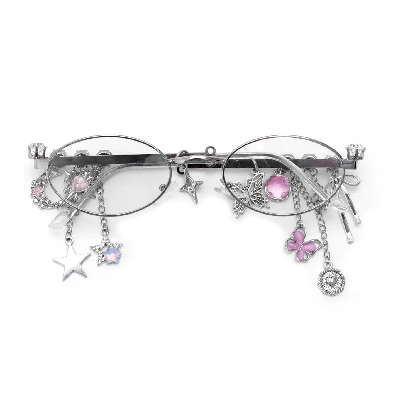 New Sweet Cool Star Diamond Small Frame Elliptical Glasses Japanese Y2k Spicy Girl Style Anti Blue Light