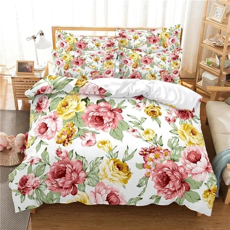 Elegant Flowers Bedding Set Duvet Cover Set 3d Bedding Digital Printing Queen Size Polyester Bedding Set Fashion Design Colorful 70x133cm 2pcs