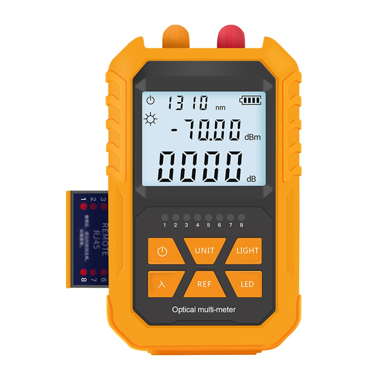 Handheld Optical Power Meter with 5km Red Light -70~+3dBm Mini Optical Power Tester Network Cable yellow