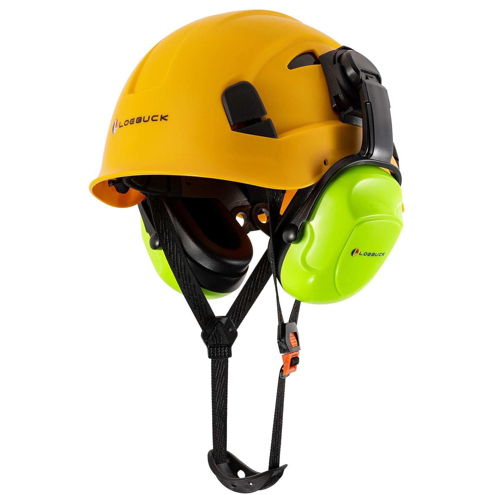 LOEBUCK American style construction work safety helmet with goggles and noise-reducing industrial protective soundproof earmuffs Hard hat Yellow