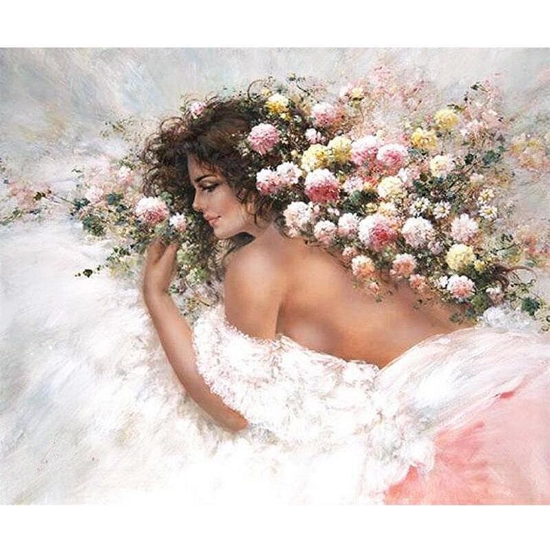 5D Diy Diamond Painting Cartoon God Cross Stitch Flowers Beauty Diamond Mosaic Diamond Embroidery 20X30CM