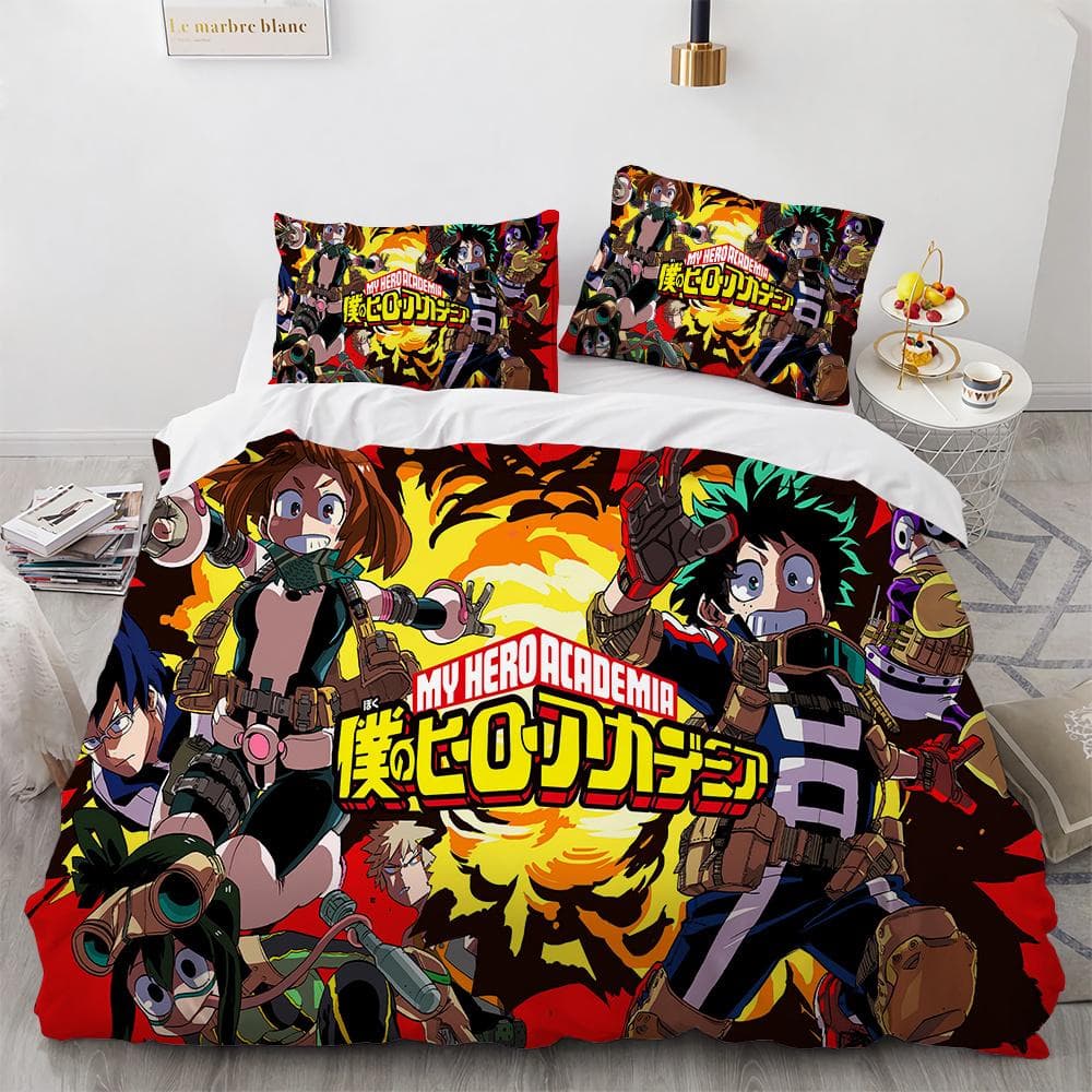 New Anime My Hero Academy Bedding Set Anime Characters Duvet Cover 3D Cartoon Polyester Quilt Cover Queen King Size Kids Boys 200x200cm 3pcs