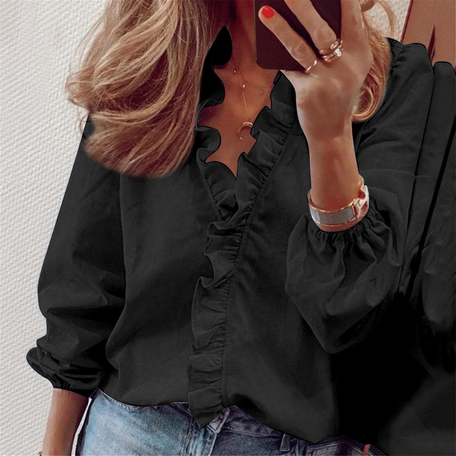 YYFS Women's Fashion Casual Summer Spring Long Sleeve Blouses & Shirts XXL black