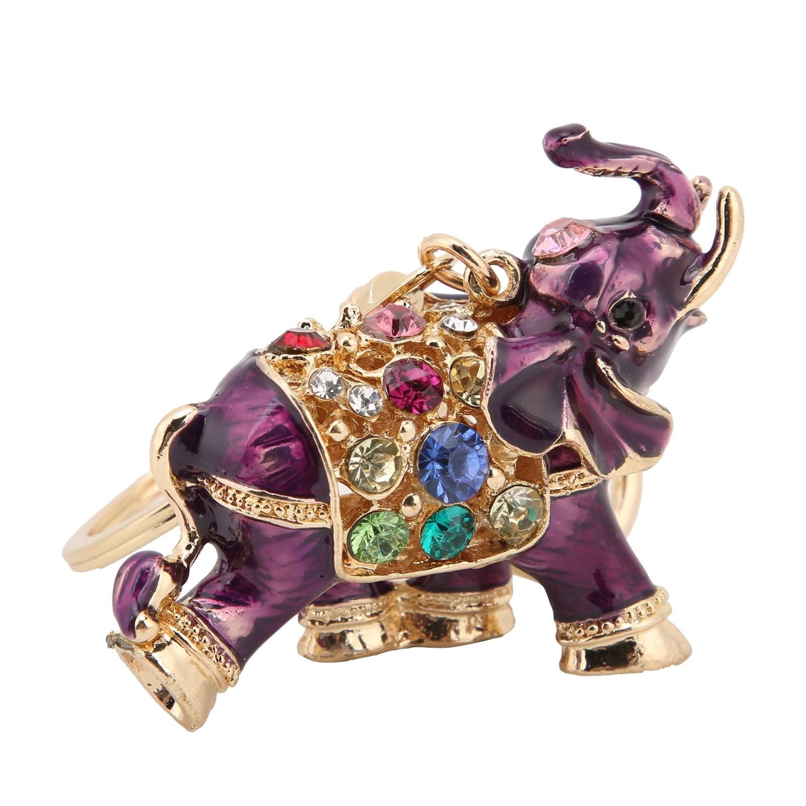 Keychain Exquisite RhinestoneEncrusted Elephant Car Bag Pendant for Girl Birthday Gift(Purple ) purple