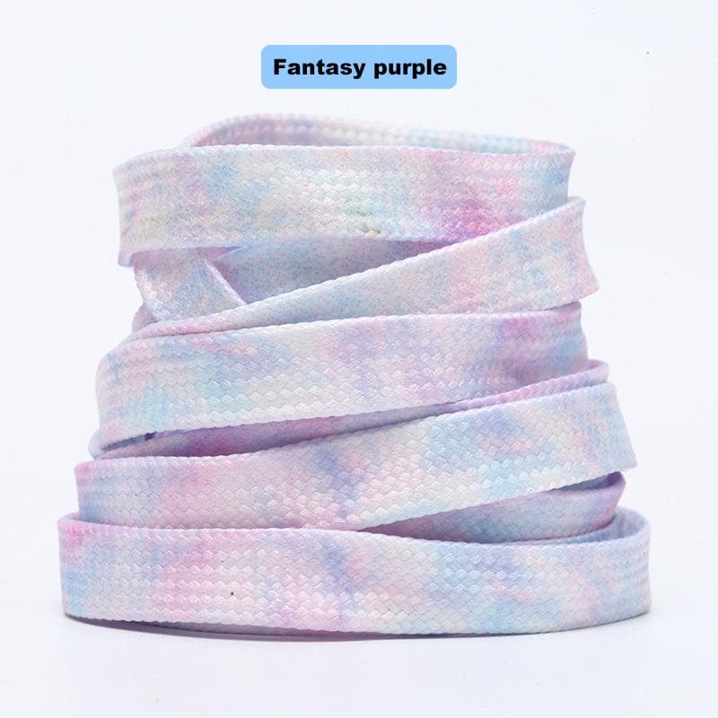 Tie-dye Color Shoelaces Sneakers Trend Shoes Rope Female Colourful New Men Women Flat Gradient Color Rope Laces Shoes Accessorie 180 cm