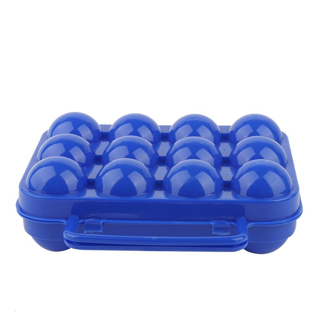 Double Side Plastic Egg Tray Storage Box Case Holder Container with Handle for 12 Eggs(blue) blue