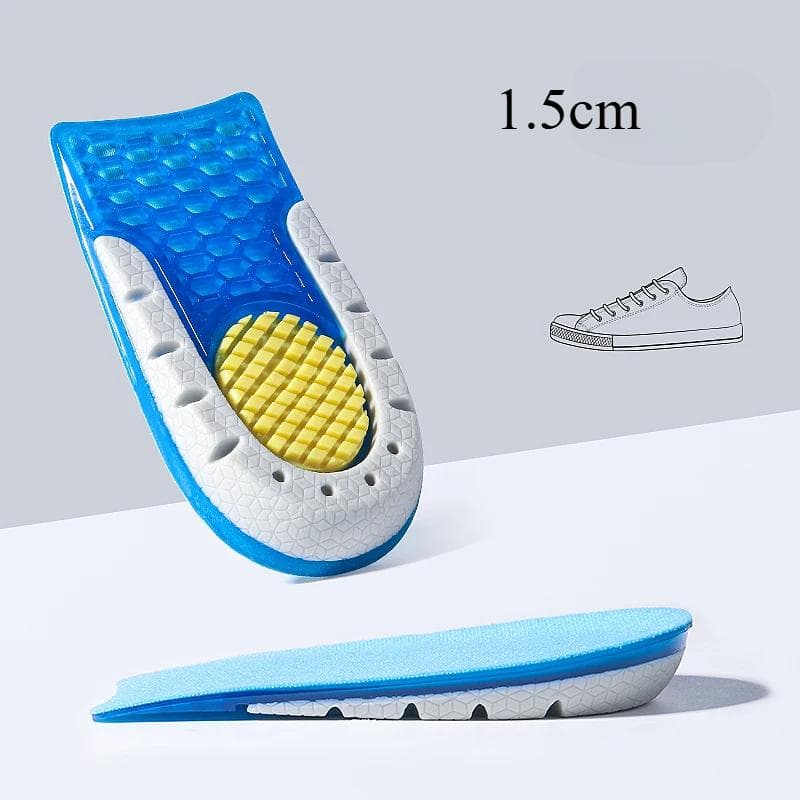 Height Increase Insole TPE Silicone Gel Heighten Lift Half Shoes Pad For Men Women Soft Comfort Inner Growing Heel Sole 1.5cm blue