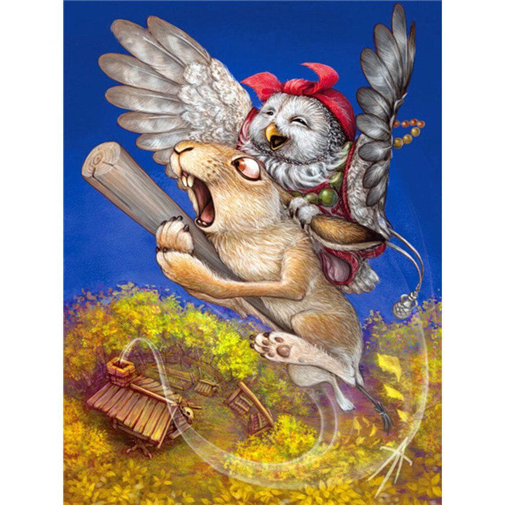 Diamond Painting Cartoon Owl Rabbit Cross Stitch Rhinestones Crystal Needlework Diamond Embroidery 20X30CM