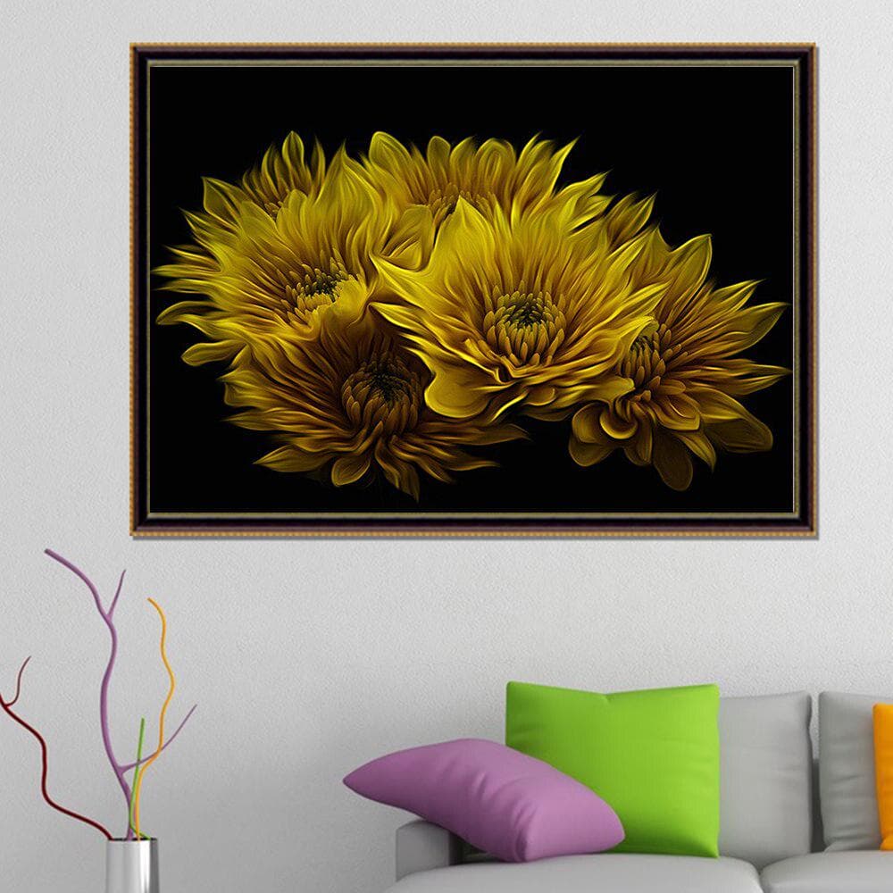 Rhinestones Embroidery 5D Diamond Embroidery Handicrafts Yellow Flower Mosaic Gift Adults Diamond 20X30CM