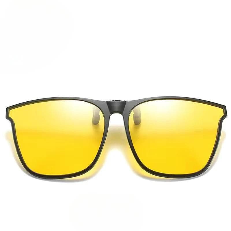 Clip on Sunglasses for Men Night Vision Anti Glare Vintage Square Glasses Car Driver Goggles Black