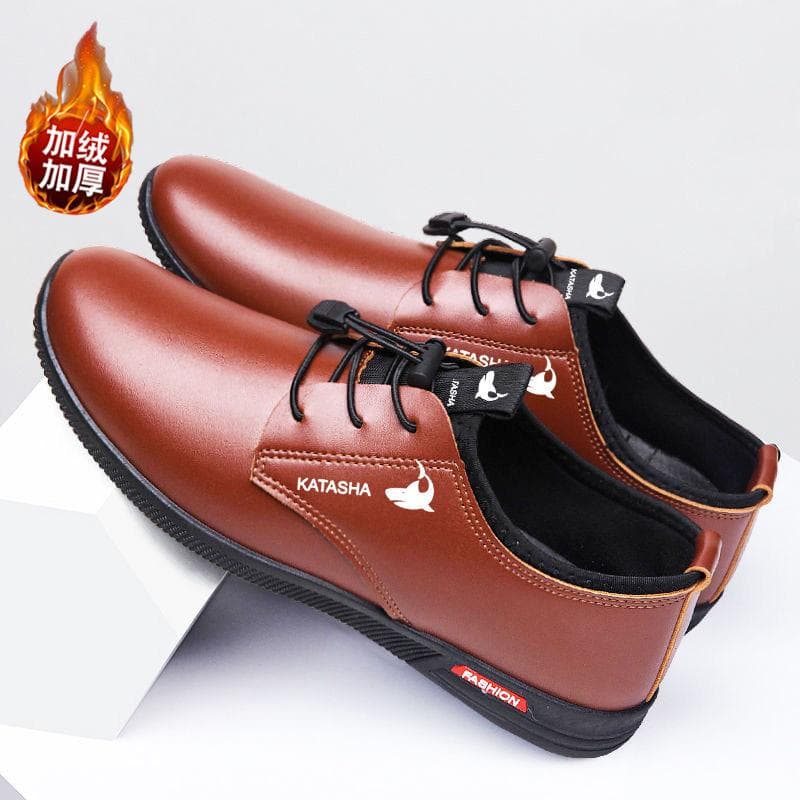 Leather Shoes Men's Summer New Men's Breathable Hollow Casual Shoes Korean Style Trendy Lace-up Round Toe Work Shoes 44