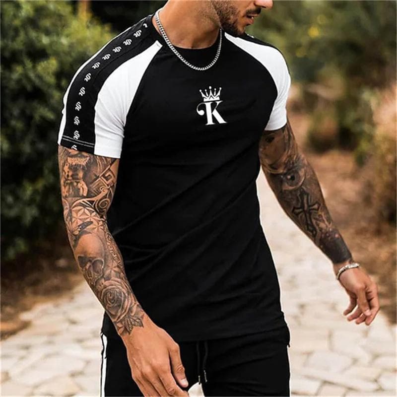 New Summer Men's Fashion T-shirt Rose Printed Men's T-shirt Top XL white