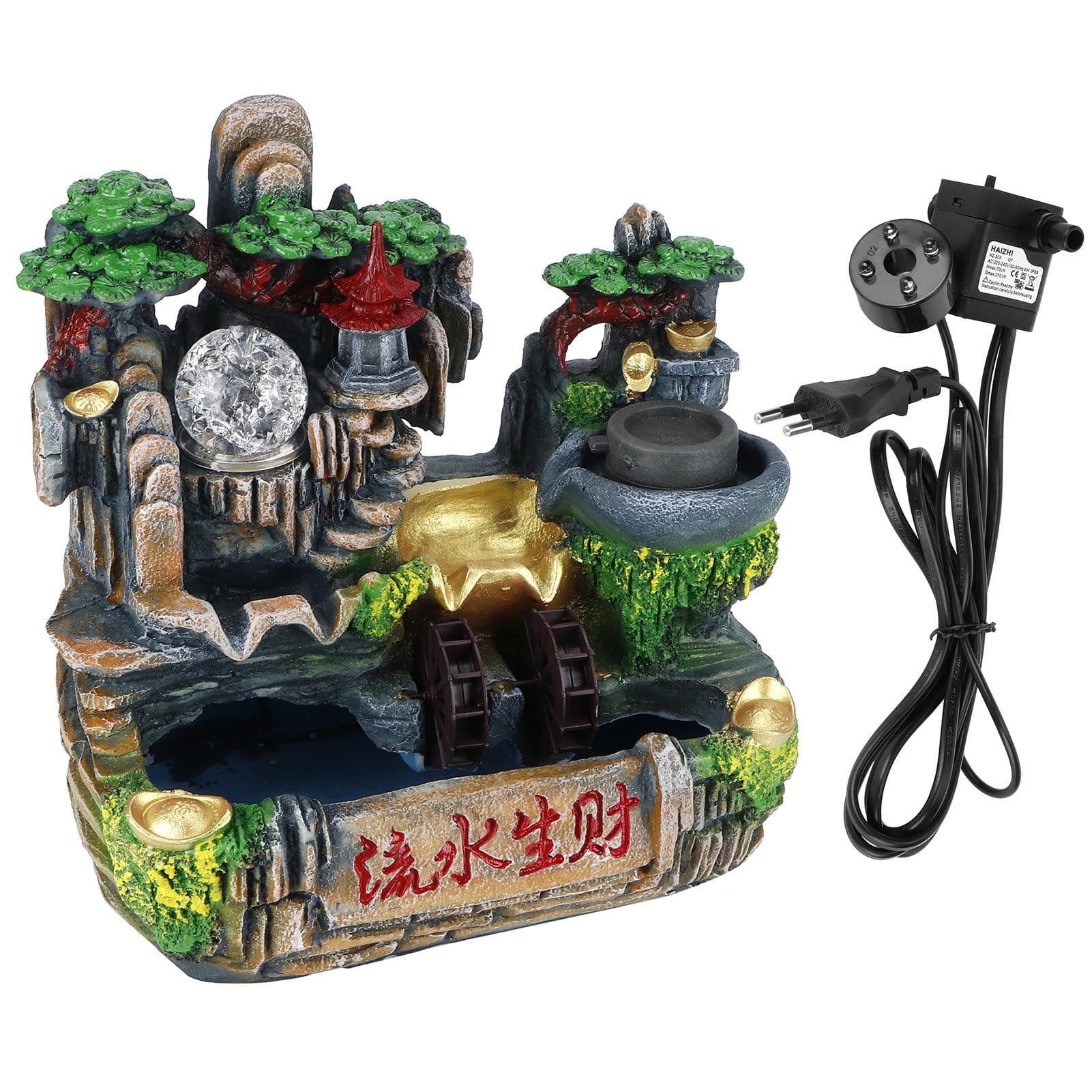 Tabletop Fountain Simulation Resin Rockery Home Decor for Office Bedroom Relaxation
