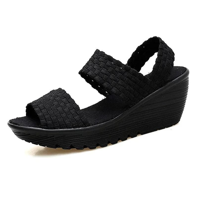 Wedge Platform Weave Sandals Fashion Peep Toe Comforty Breathable Mom Shoes Female Casual Thick Bottom Sandalias Mujer 2024 40