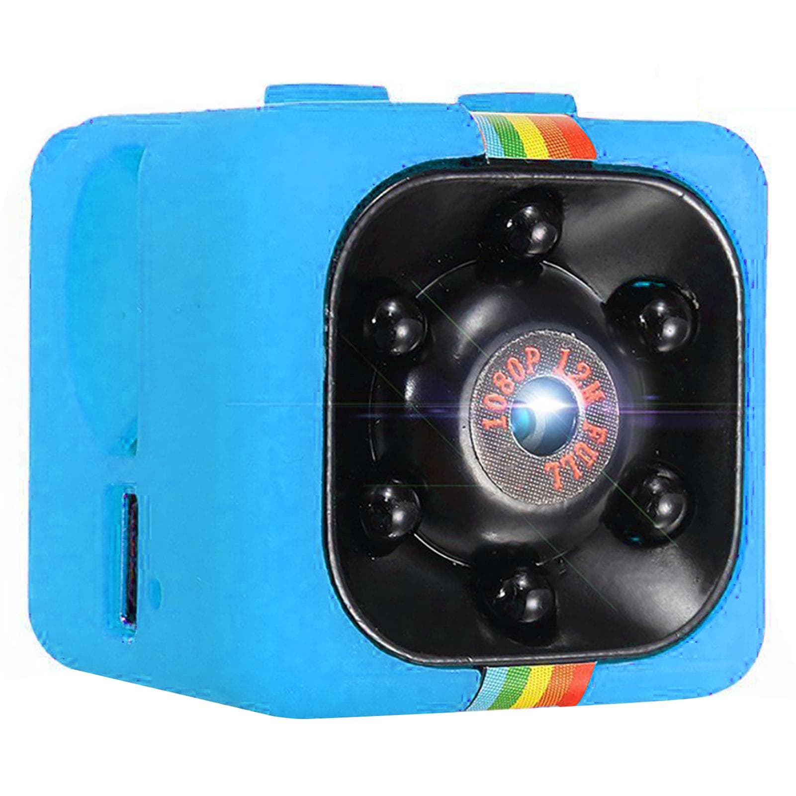 Mini Camera 1080P Smart Action Camera Coloured High Definition Loop Recording Night Vision Mini blue