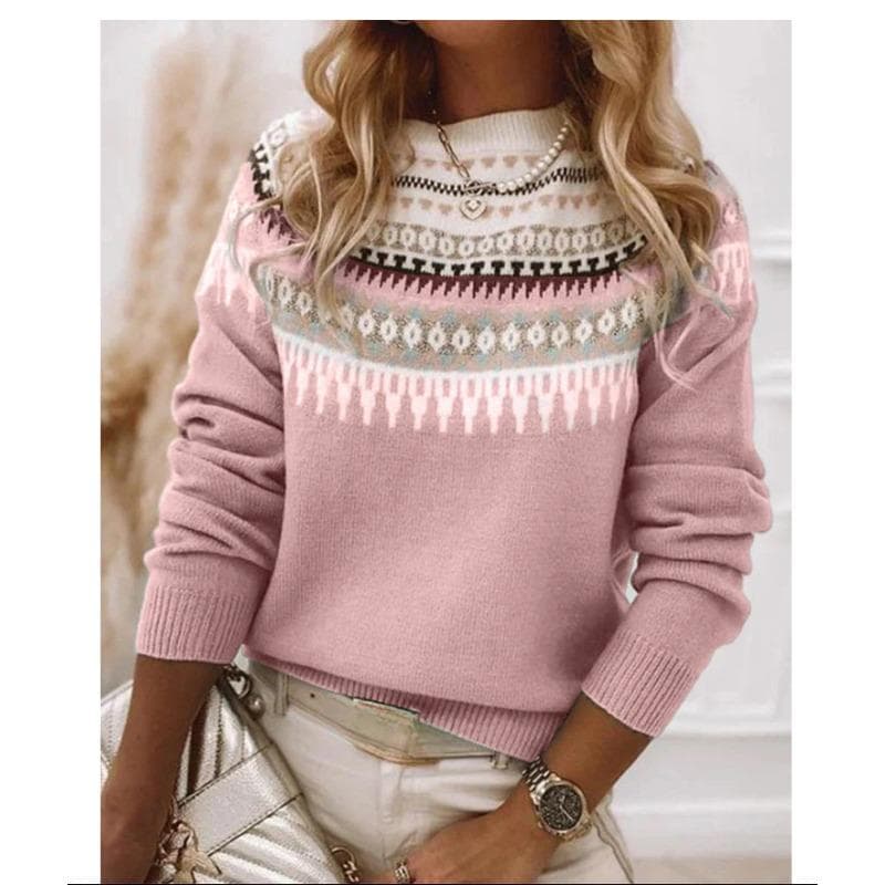 YYFS Women's Fashion Casual Fall Winter Long Sleeve O-Neck Sweaters XXXXXL pink