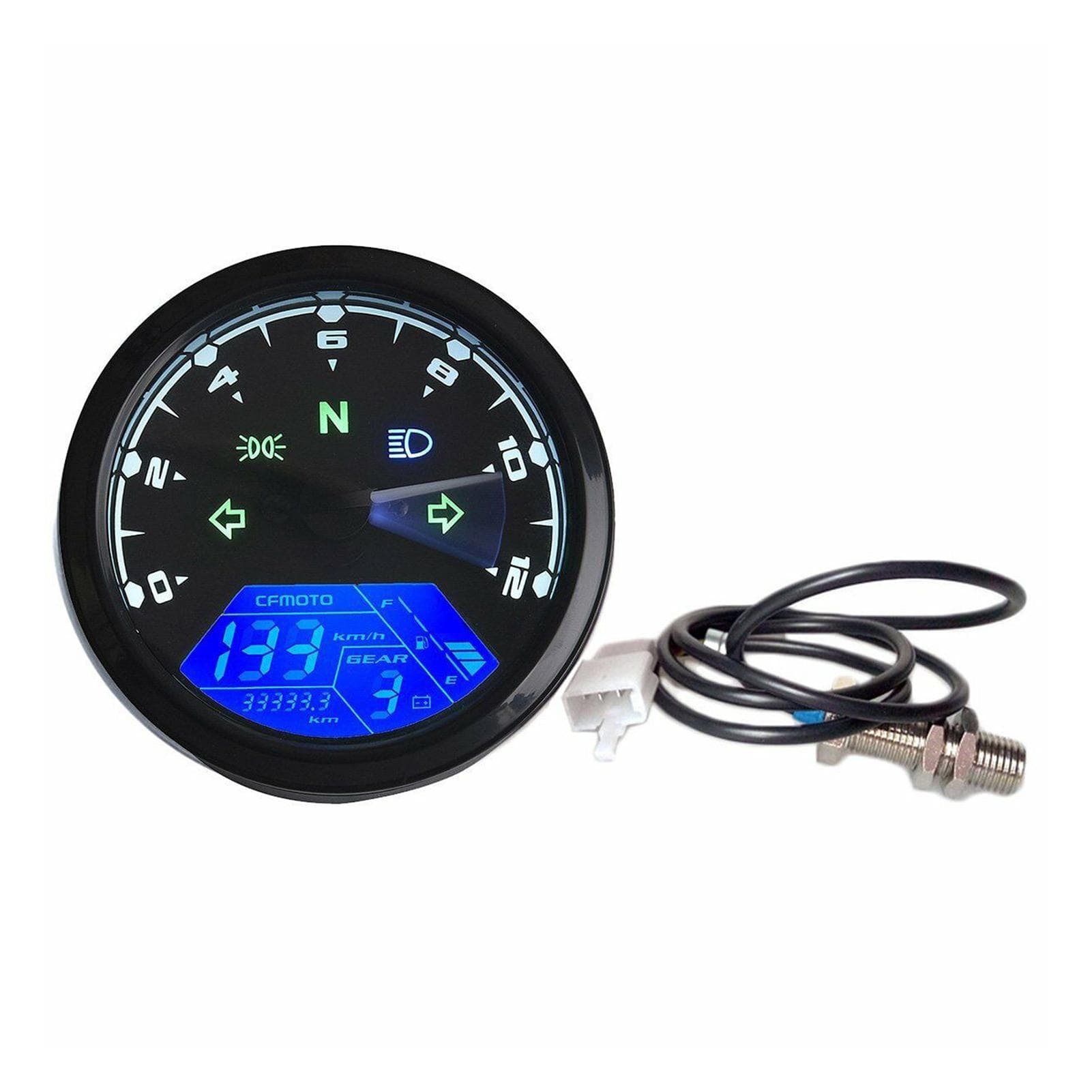 12000RPM 6 Gear Universal Motorcycle LCD Digital 199km/h Speedometer Odometer Backlight Motorcycle black