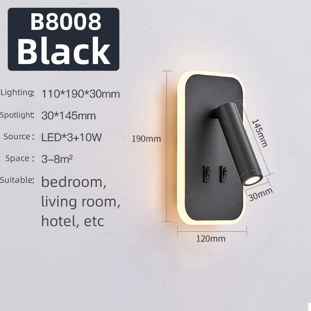 Rotatable Wall Lamp 3W 6W 9W 10W Modern LED Wall Light Home Decoration Angle Adjustable Bedroom Bedside Sconce Lamp for Home Warm Light
