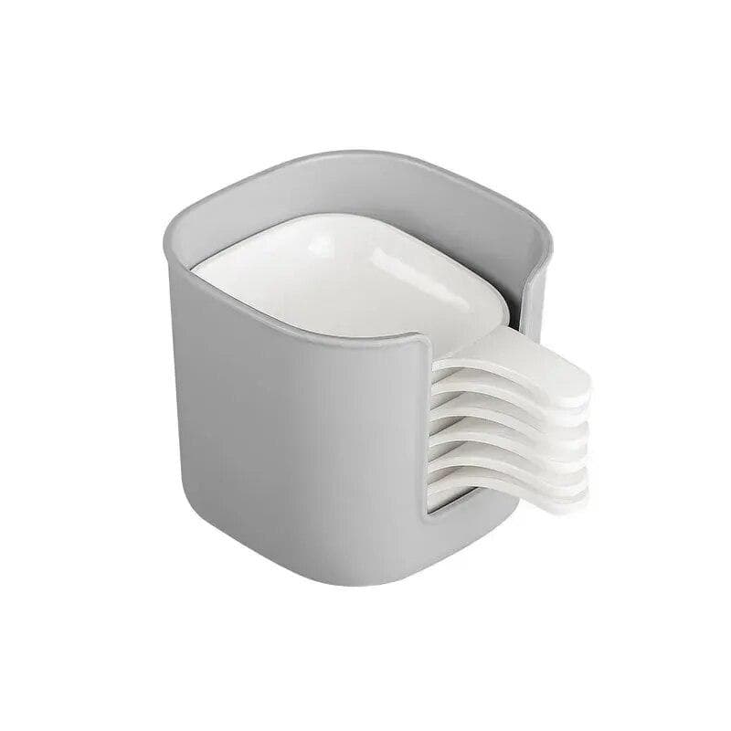 6Pcs/set Plastic White Household Dipping Small Dishes With Handles Tableware Set With Storage Rack Sauce Vinegar Dishes