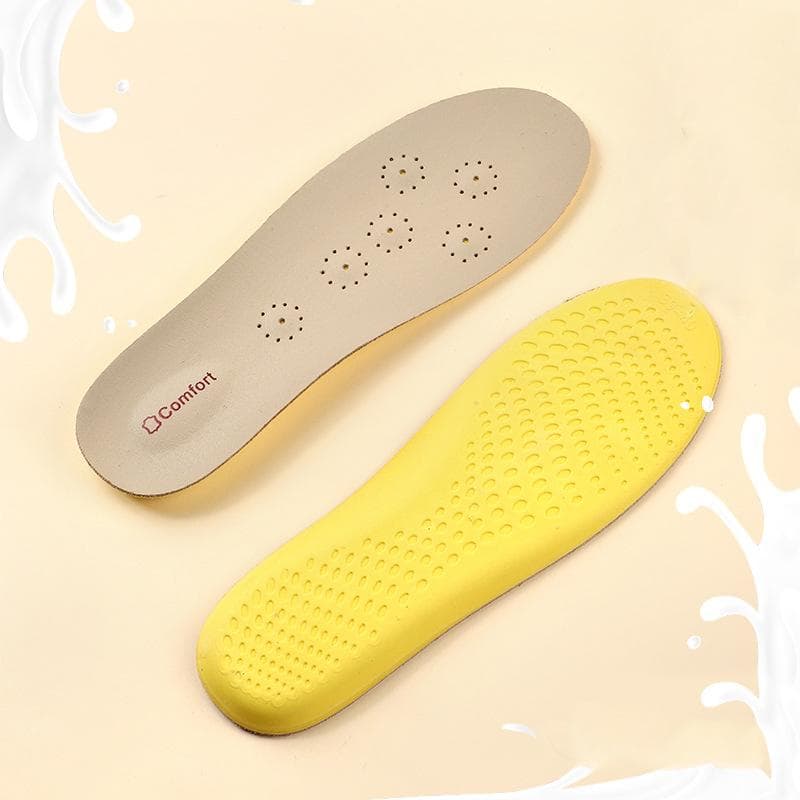 Soft Leather Latex Breathable Sports Insole with Shock-absorbing Sole Fascia Inserted Into Arch Support Insole EU45-46 (280mm) beige