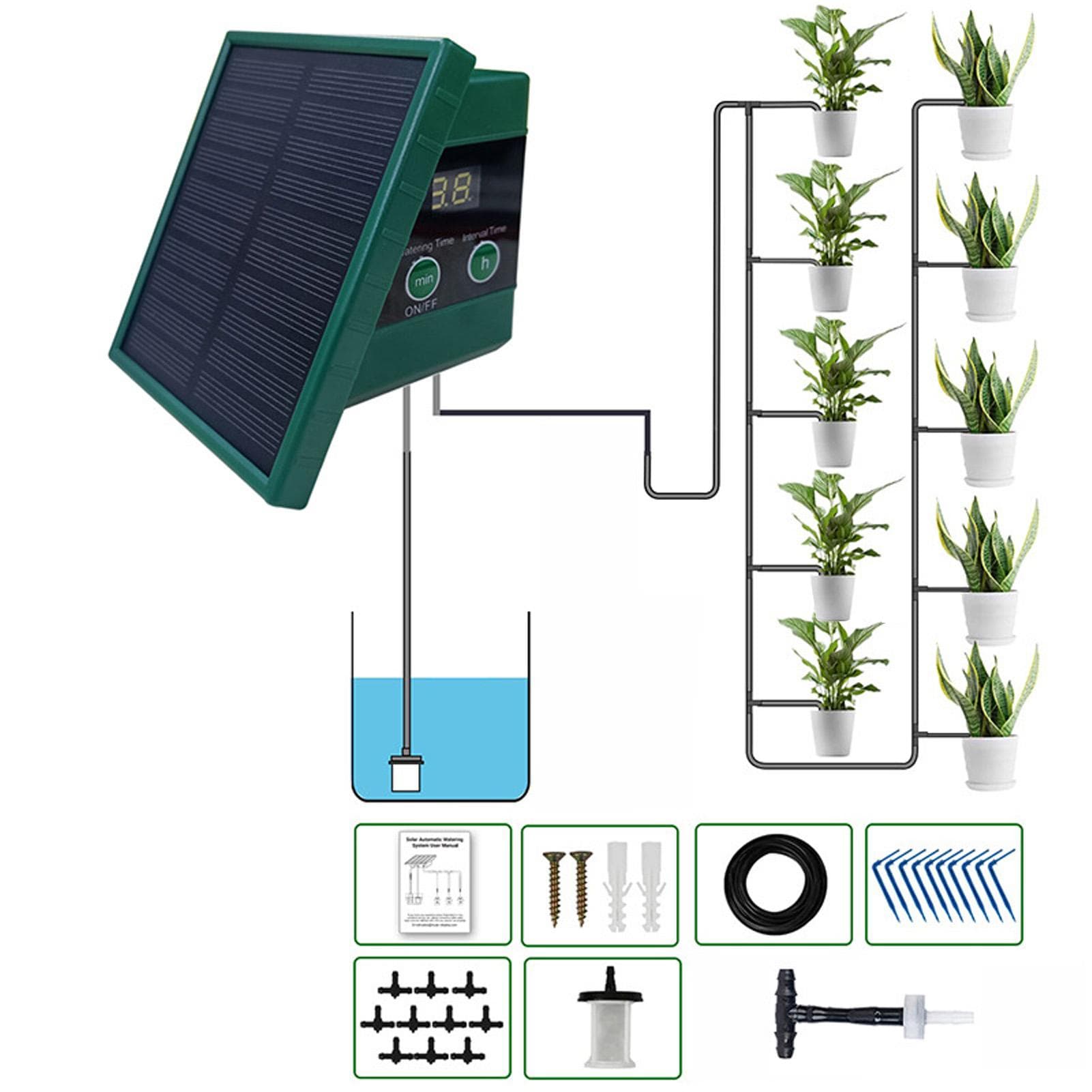 Solar Drip Irrigation System for Garden Digital Display Screen Automatic Watering System for 10 green