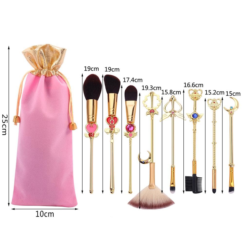 8Pcs Anime Sailor Moon Makeup Brushes Set Metal Handle Cosmetic Brushes Eyeshadow Powder Blush